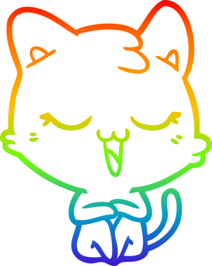 gökkuşağı gradyan çizimi mutlu çizgi film kedisi bir insan tarafından çizildi
