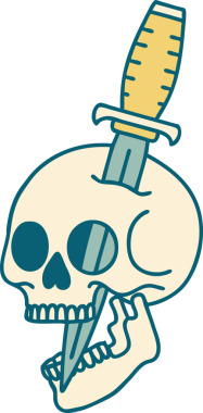 Bir insan tarafından çizilmiş bir kafatasının ikonik dövme şekli