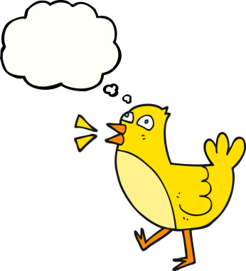 Bir insan tarafından çizilmiş serbest çizim balon karikatür kuşu.