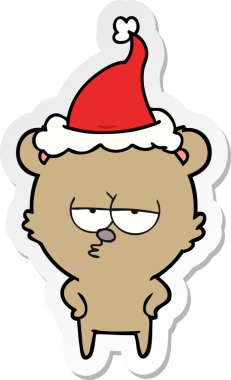 Sıkıcı ayı eli çizilmiş bir insan tarafından çizilmiş Noel Baba şapkası.