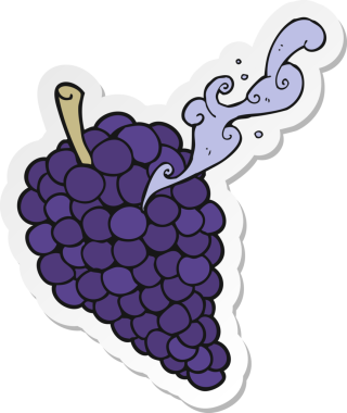 Bir insan tarafından çizilmiş üzüm etiketi.