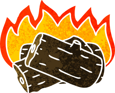 Bir insan tarafından çizilmiş retro illüstrasyon tarzı tuhaf çizgi film yakma günlüğü