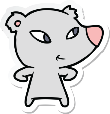 Bir insan tarafından çizilmiş şirin bir ayının çıkartması.