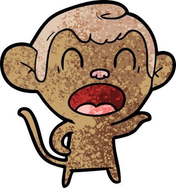 Bir insan tarafından çizilmiş bağıran çizgi film maymunu.