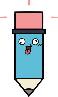 Bir insan tarafından çizilmiş sevimli bir kalem karikatürü.