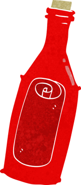 Şişede bir insan tarafından çizilmiş çizgi film mesajı.