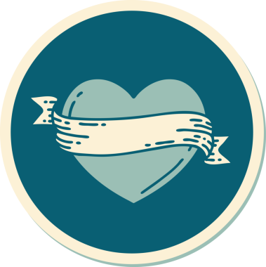 Bir insan tarafından çizilmiş geleneksel bir kalp ve bayrak stili dövme çıkartması.