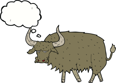 Çizgi film, bir insan tarafından çizilen düşünce baloncuğuyla kıllı ineği kızdırdı.