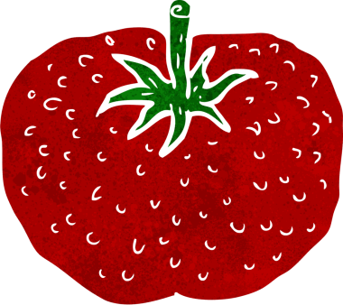 Bir insan tarafından çizilmiş domates çizgi filmi.