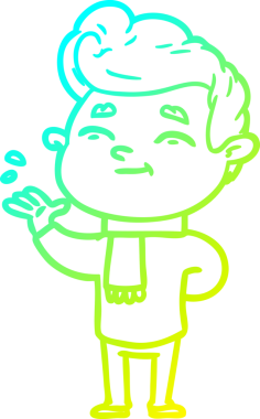 Bir insan tarafından çizilmiş mutlu bir çizgi film karakteri çizimi.