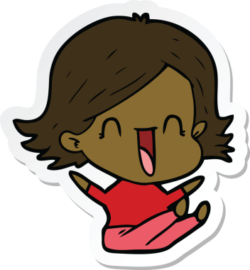 Bir insan tarafından çizilmiş gülen bir karikatür çıkartması.