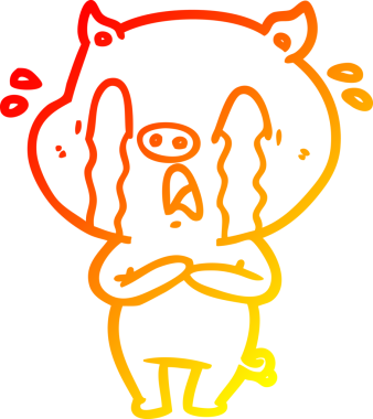 Bir insan tarafından çizilmiş, ağlayan bir domuz çizgi filmi.