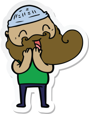 Bir insan tarafından çizilmiş mutlu sakallı bir adamın çıkartması.