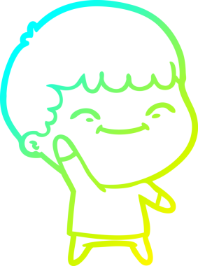 Bir çizgi film karakteri çizen soğuk çizgi bir insan tarafından çizilmiş mutlu çocuk.