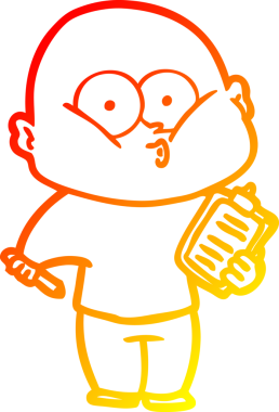 Bir insan tarafından çizilmiş kel bir adamın sıcak çizgi çizimi.