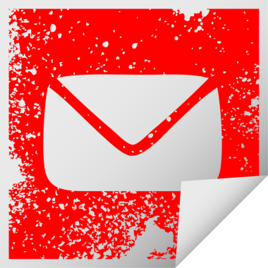 Bir insan tarafından çizilmiş kağıt bir zarfın kare soyma etiketi.