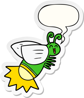 bir insan tarafından çizilmiş konuşma kabarcığı etiketli çizgi film böceği