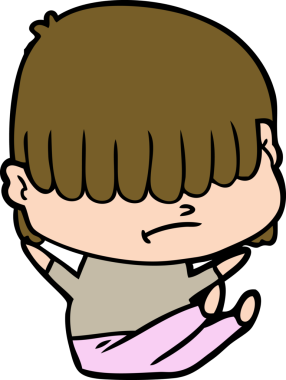 Bir insan tarafından çizilmiş dağınık saçlı çizgi film çocuğu.