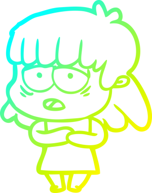 Bir insan tarafından çizilmiş, karikatür çizen yorgun bir kadın.