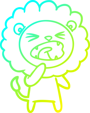 Bir insan tarafından çizilmiş kızgın bir aslanın soğuk çizgi çizimi.