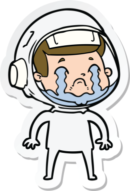 Bir insan tarafından çizilmiş ağlayan bir astronotun çıkartması.