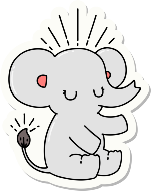 Bir insan tarafından çizilmiş dövme stili şirin bir fil.