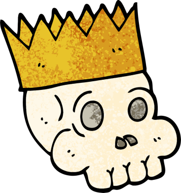 Grunge desenli karikatür kafatası bir insan tarafından çizilmiş.