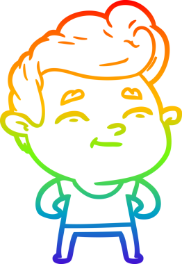 gökkuşağı gradyanı çizimi bir insan tarafından çizilmiş mutlu bir çizgi film adamı