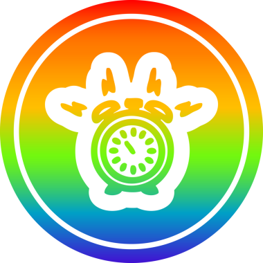 Alarm saati dairesel simgesi gökkuşağı gradyan bir insan tarafından çizilmiş