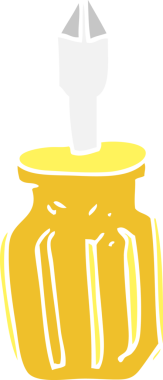 Bir insan tarafından çizilen tornavidanın düz renk çizimi