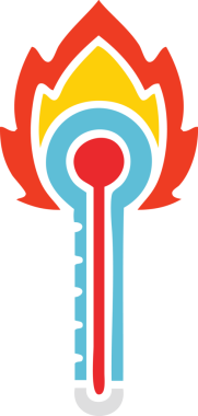 Bir insan tarafından çizilmiş cam termometrenin düz renk retro karikatürü