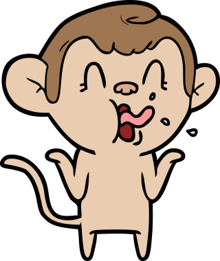 Bir insan tarafından çizilmiş çılgın çizgi film maymunu