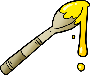 Bir insan tarafından çizilmiş bir kaşık bal.