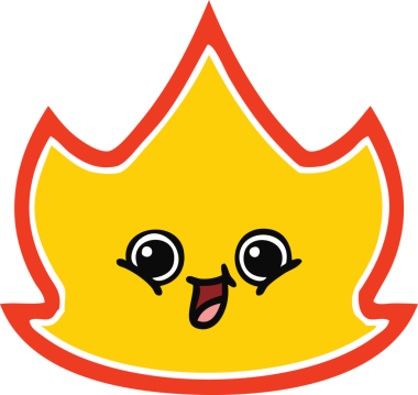 Bir insan tarafından çizilen ateşin düz renkli retro karikatürü