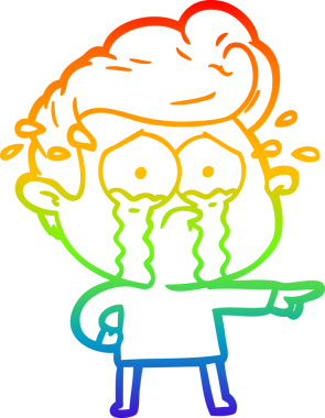 Bir insan tarafından çizilmiş ağlayan bir adamın çizdiği gökkuşağı gradyan çizgisi.