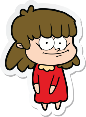 Bir insan tarafından çizilmiş gülümseyen bir karikatür çıkartması.