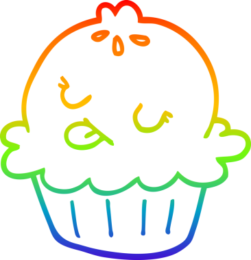 Gökkuşağı gradyan çizgisi bir insan tarafından çizilmiş şirin bir karikatür turtası