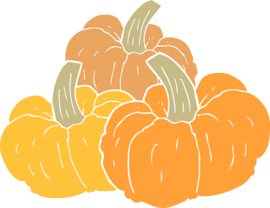 Bir insan tarafından çizilmiş balkabağının düz renk çizimi