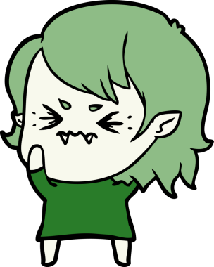 Bir insan tarafından çizilmiş kızgın vampir kız.