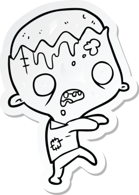 Bir insan tarafından çizilmiş zombi çizgi filminin çıkartması.