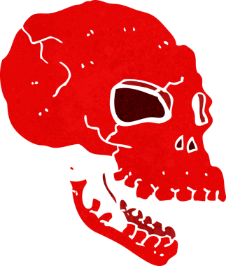 Bir insan tarafından çizilmiş ürkütücü bir kafatası.