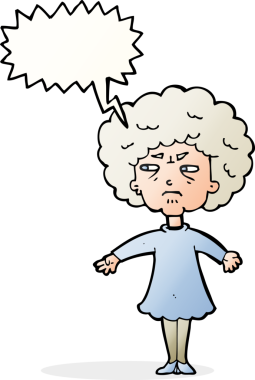 Bir insan tarafından çizilmiş karikatürlü yaşlı bir kadın.