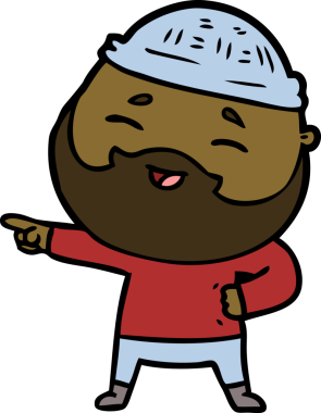 Bir insan tarafından çizilmiş mutlu sakallı bir adam.