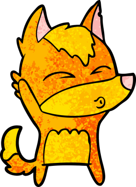 Bir insan tarafından çizilmiş tilki çizgi film karakteri