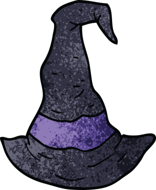 Bir insan tarafından çizilmiş karalama cadı şapkası.