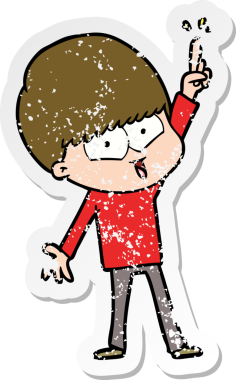 Bir insan tarafından çizilmiş mutlu bir çocuğun sıkıntılı çıkartması.