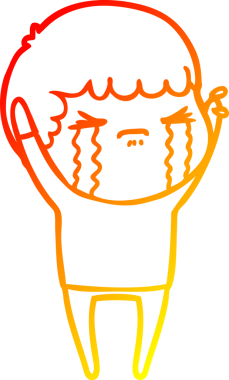 Bir insan tarafından çizilmiş ağlayan bir çizgi film karakteri çizimi.