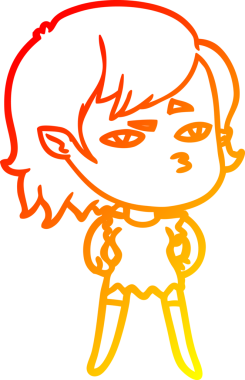 Bir insan tarafından çizilmiş bir vampir kız çizgi çizimi.