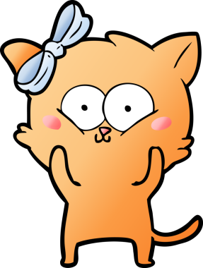 Bir insan tarafından çizilmiş çizgi film kedisi.