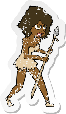 Bir insan tarafından çizilmiş mağara kızına ait gerilimli bir çıkartma.